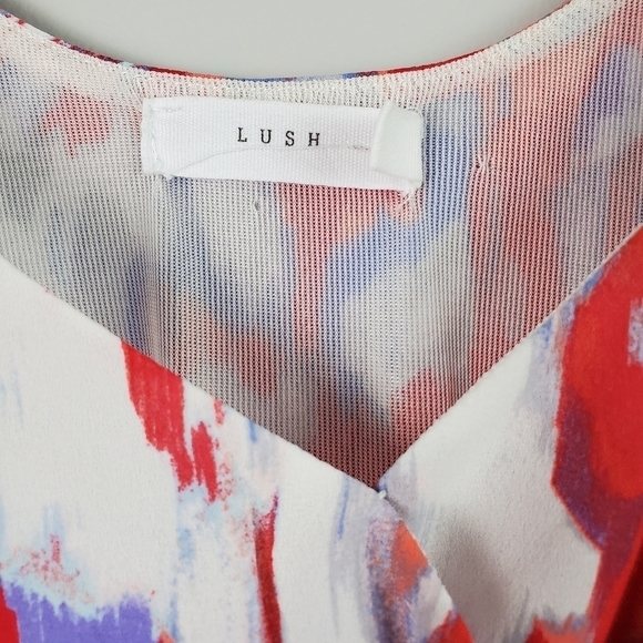 Lush Multicolor Strap Faux Wrap Dress Medium - Picture 4 of 7